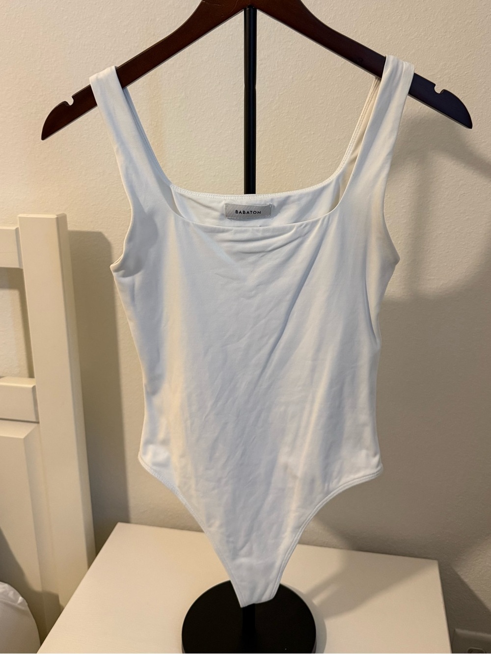 Babaton White Scoop Neck Bodysuit